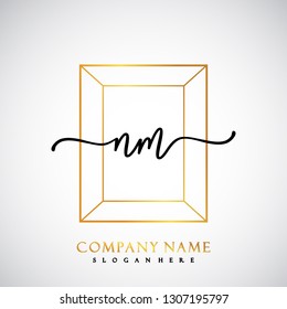 NM Initial Handwriting logo template vector