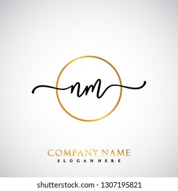 NM Initial Handwriting logo template vector