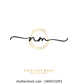 NM Initial handwriting logo template