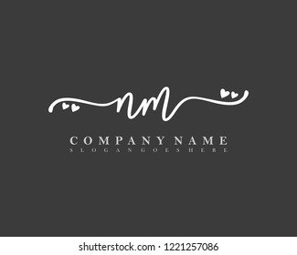 NM Initial handwriting logo vector
