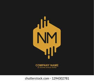 NM Initial letter geometric logo vector