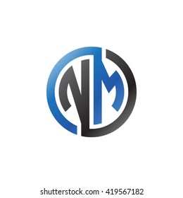 NM initial letters looping linked circle logo black blue