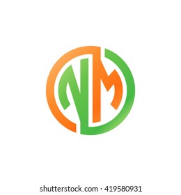 NM initial letters looping linked circle logo orange green