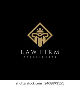 NM initial monogram logo for lawfirm with pillar in creative square design