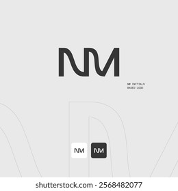 NM Initials Logo Design - Minimalist Monogram Branding Template in Black and White design