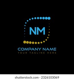 NM letter logo design on black background. NM creative initials letter logo concept. NM unique design.
