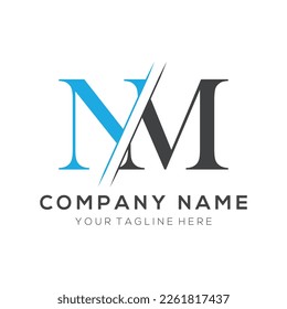 Elementos de plantilla de diseño de logotipo de letra NM. Logo vectorial de letra NM.