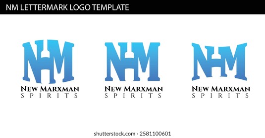 NM letter mark template with wine bottle shape
