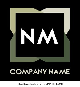 NM letters business logo creative  icon design template elements in abstract background logo, design identity in square with four colors, modern alphabet letters