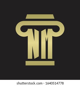 NM Logo monogram with pillar style design template with gold colors