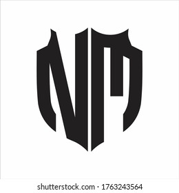 NM Logo Shield style Monogram design template on white background