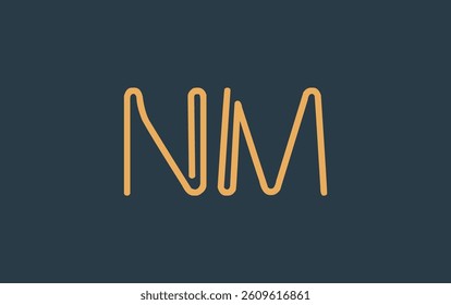 NM Minimalistic Line Art Logo Design with Abstract Lettering. Abstract minimalistic logo design featuring a sleek line art style.