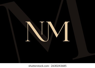 Logo-Design für NM- oder MN-Buchstaben. Klassische Luxus Initialen Monogramm.