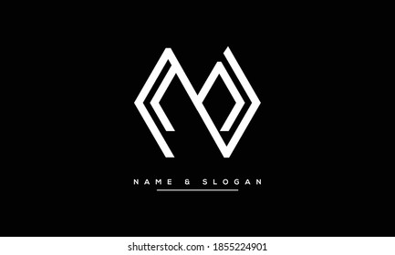 Monograma del logotipo de las letras abstractas NM, MN, N, M