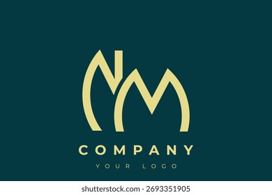 Logotipo dorado moderno de NM. Este moderno y elegante logotipo presenta un elegante diseño de monograma que combina las letras A y B en una forma estilizada y minimalista.
