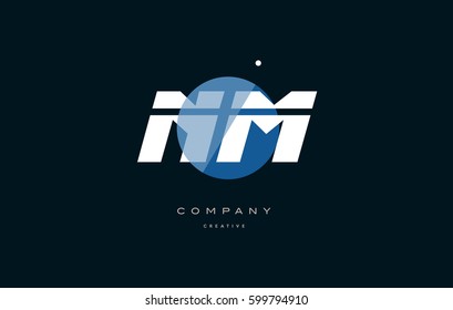 nm n m  blue circle dot big font alphabet company letter logo white design vector icon template 