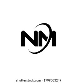 NM N M letter logo design. Initial letter NM linked circle uppercase monogram logo white color. NM logo, N M design. nm, n m