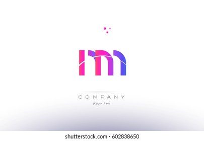 nm n m  pink purple modern creative gradient alphabet company logo design vector icon template