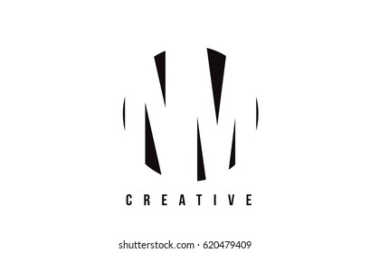 NM N M White Letter Logo Design with Circle Background Vector Illustration Template.