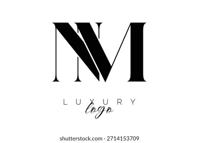NM Serif Letter Monogram Typography Logo for Elegant Premium Branding Identity