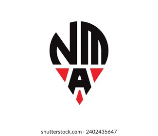 NMA letter location shape logo design