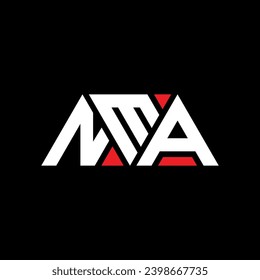 NMA triangle letter logo design with triangle shape. NMA triangle logo design monogram. NMA triangle vector logo template with red color. NMA triangular logo Simple, Elegant, and Luxurious design.