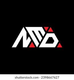 NMD triangle letter logo design with triangle shape. NMD triangle logo design monogram. NMD triangle vector logo template with red color. NMD triangular logo Simple, Elegant, and Luxurious design.