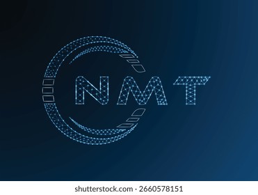 NMT Low-Poly-Buchstaben-Logo, Vektordesign. NMT Logodesign mit niedrigem Poly. Low-Poly-Logo