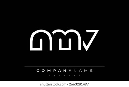Diseño de logotipo de carta abstracta NMV. Diseño moderno del logotipo del negocio con tipografía Abstractas y estilo contemporáneo