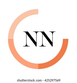 NN business logo icon design template elements. Orange color vectors. Design identity in circle. Alphabet letter