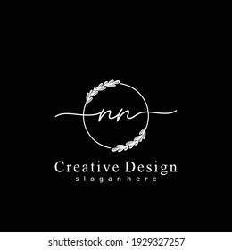 NN Initial calligraphy handwritten logo. Handwritten alphabet in the logo template. Letters and Alphabet for signature, wedding, fashion, floral and botanical logo design 