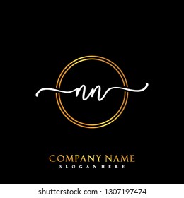 NN Initial Handwriting logo template vector
