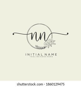 NN Initial handwriting logo vector