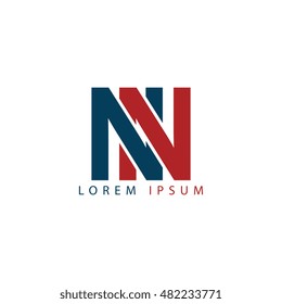 NN initial letter linked uppercase logo