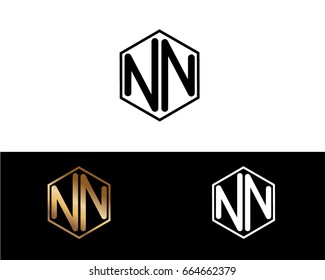 NN initial letters linked with hexagon shape logo


