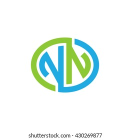 NN initial letters looping linked ellipse logo blue green