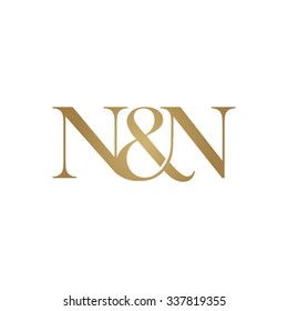N&N Initial logo. Ampersand monogram golden logo
