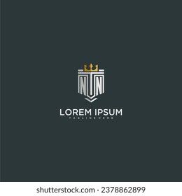 NN initial monogram for crown and shield logo design