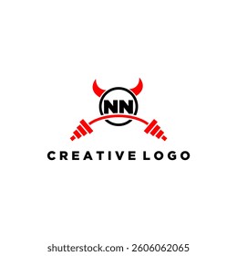 NN initial monogram for fitnes or gym logo with devil style design