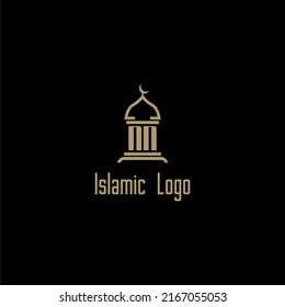 NN initial monogram for islamic logo with mosque icon design