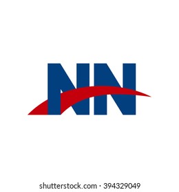 NN initial overlapping swoosh letter logo blue red