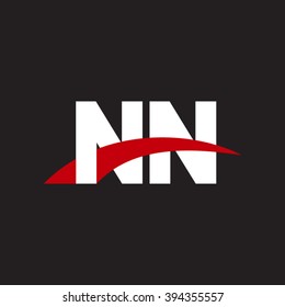 NN initial overlapping swoosh letter logo white red black background
