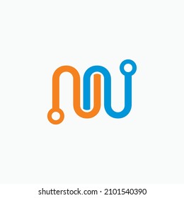 NN initials technology logo vector image