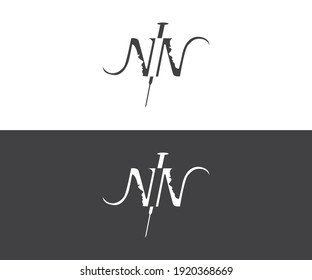 NN and Injection  initials monogram letter text alphabet logo design