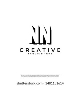 NN Letter Initial Logo Design in shadow shape design concept