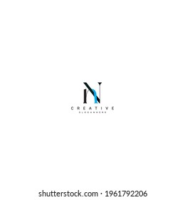 Nn letter linked upper and lowercase Luxury Premium Logo. Black and blue letter Isolated on white background. Can be used as  business, Brands, Mascot.