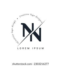 NN Letter Logo Design with a Creative Cut. Creative logo design