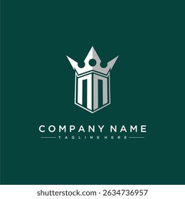 NN letter monogram initial logo for shield and crown design