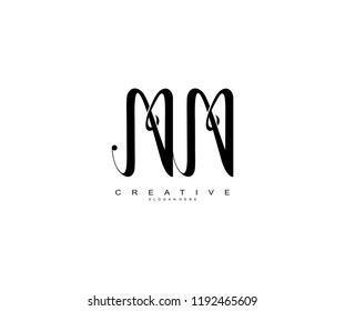 NN letter thin linked decorative minimal monogram logo