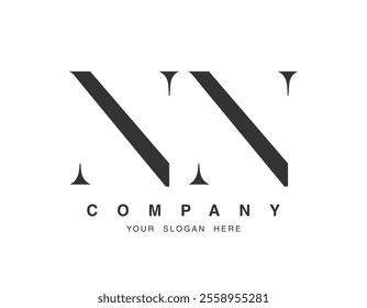 NN logo design. Initial letter n and n serif font style. Creative classic company name typography. Trendy logotype or identity. Vector illustration.